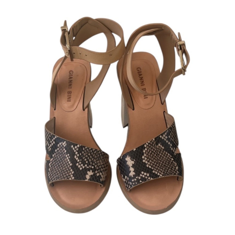 Gianni Bini Marilane Block Heel Snake Skin Print Sandals- Size 5.5M